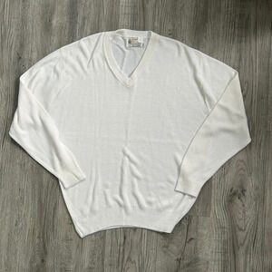 London Fog Mens White Tapered Sweater‎ Sz L